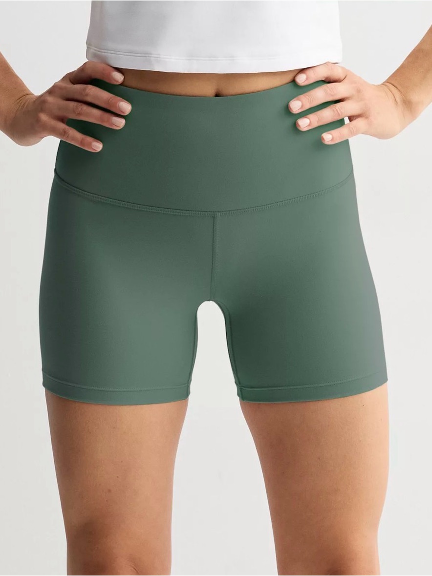 High-Waist Women’s Active Shorts In Olive Green